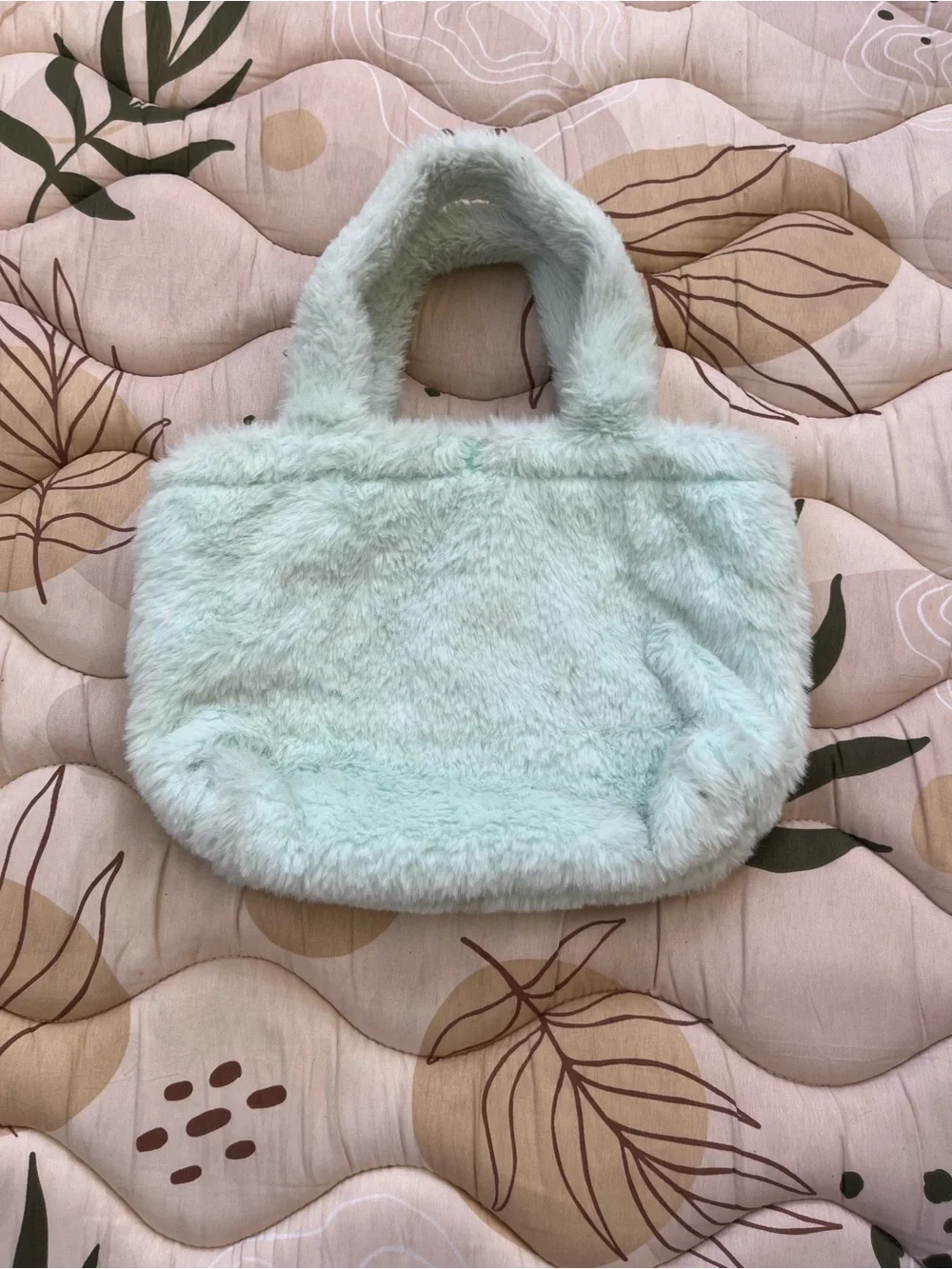 Kids Mint Green Plush Handbag with Cute Character